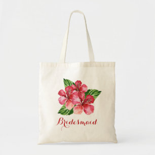 Tote Bag Hibiscus rouge floral de Bridesmaid