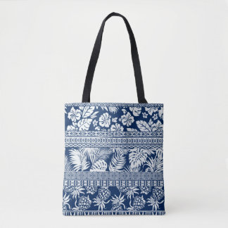 Tote Bag Hibiscus tropical leaves hawaiian ornament wallpap