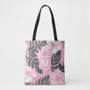 Tote Bag Hibiscus tropical Monogramme