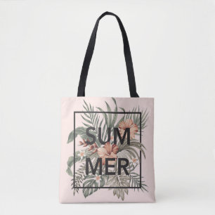 Tote Bag Hibiscus Tropical Vintage et Verdure Été