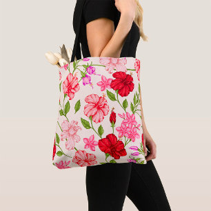 Tote Bag Hibiscus tropicaux et Plumeria motif floral