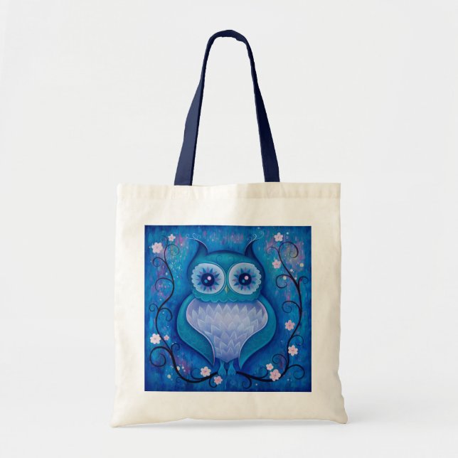 Tote Bag hibou bleu (Devant)