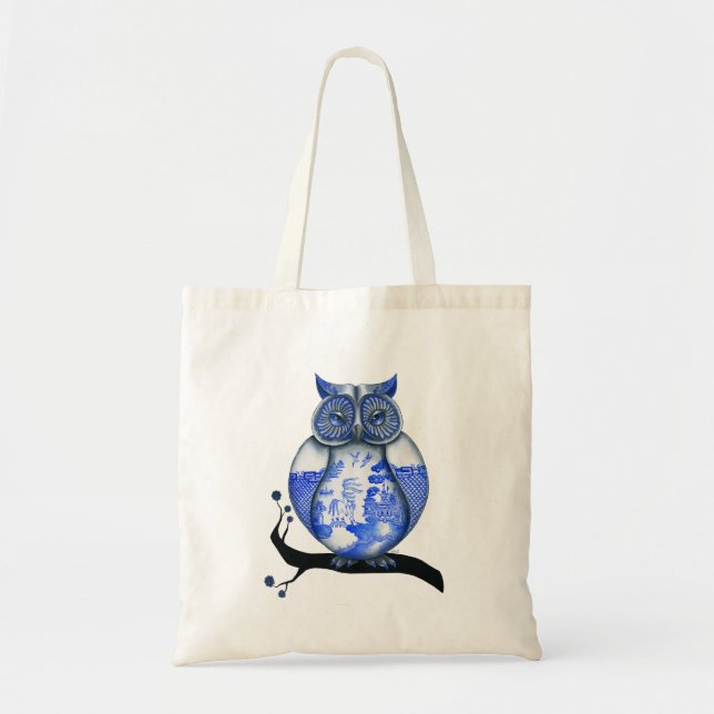 Tote Bag Hibou bleu de saule (Devant)