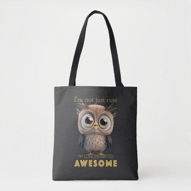 Tote Bag Hibou Concentré Awesome mignon adorable Citation d (Devant)