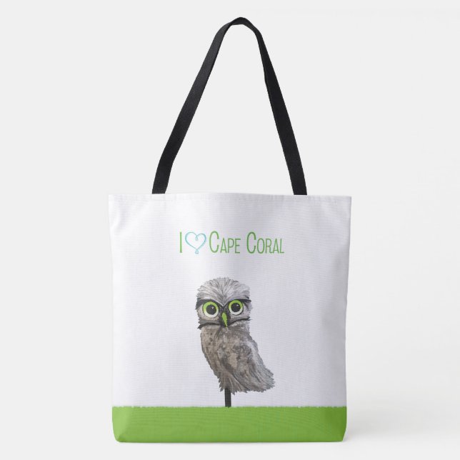 Tote Bag Hibou creusant de corail de cap (Devant)