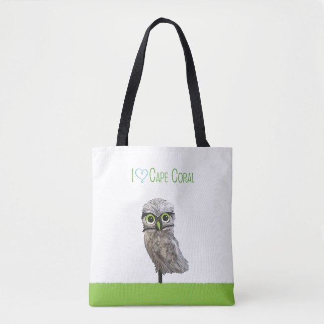 Tote Bag Hibou creusant de corail de cap (Devant)