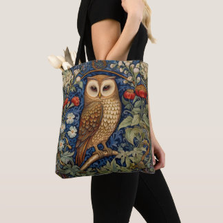 Tote Bag Hibou dans le jardin style William Morris