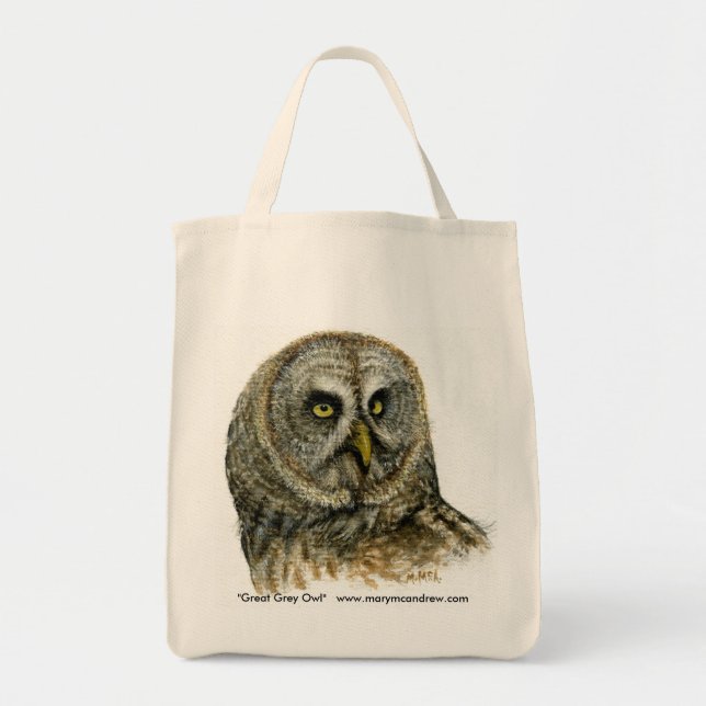 Tote Bag Hibou de grand gris (Devant)