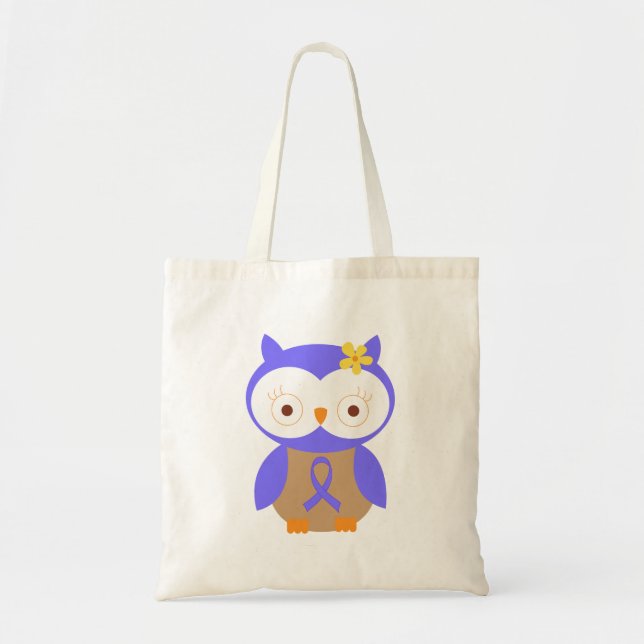 Tote Bag Hibou de ruban de conscience de bigorneau (Devant)