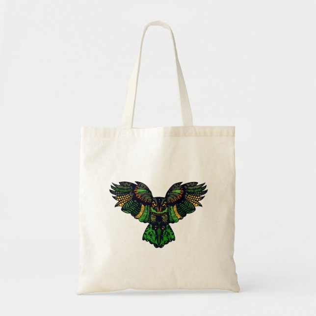 Tote Bag Hibou émeraude majestueux (Devant)