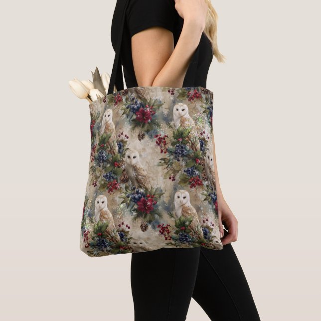 Tote Bag Hibou Floral Enchantant (De près)