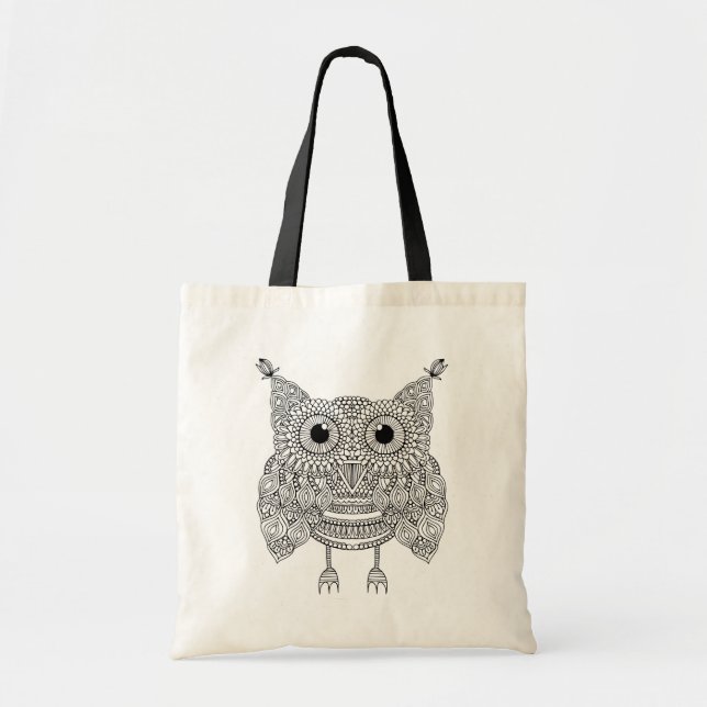 Tote Bag Hibou mignon de griffonnage (Devant)