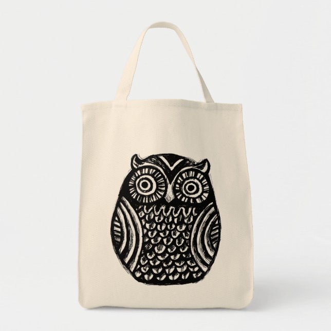 Tote Bag hibou noir d'encre fourre-tout "meilleure (Devant)