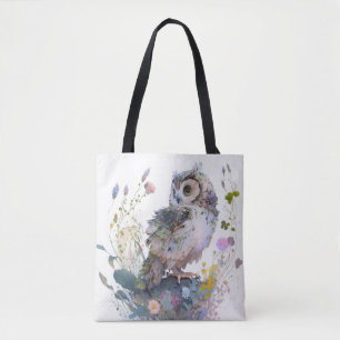 Tote Bag Hibou Portrait animal Peinture de la faune Forêt f