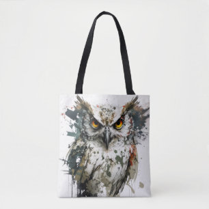 Tote Bag Hibou Portrait animal Peinture de la faune Forêt f