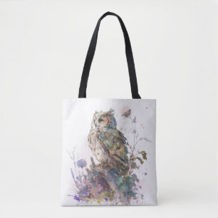 Tote Bag Hibou Portrait animal Peinture de la faune Forêt f