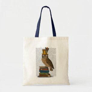Tote Bag Hibou sur des livres