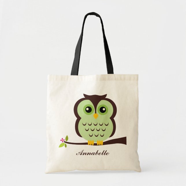 Tote Bag Hibou vert (Devant)
