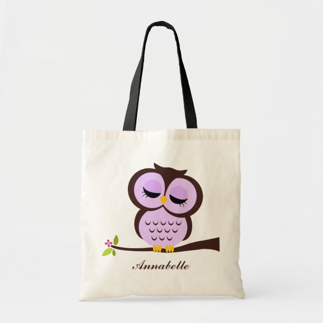 Tote Bag Hibou Violet (Devant)