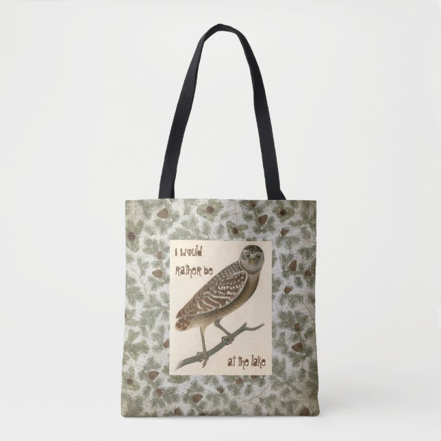 Tote Bag Hiboul Pine cônes Boughs Arbres Crâne Fourre-tout (Devant)