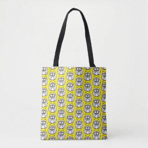 Tote Bag Hiboux de dessin animé drôles jaunes