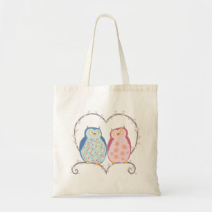 Tote Bag Hiboux mignons dans le bleu Clipart de rose de