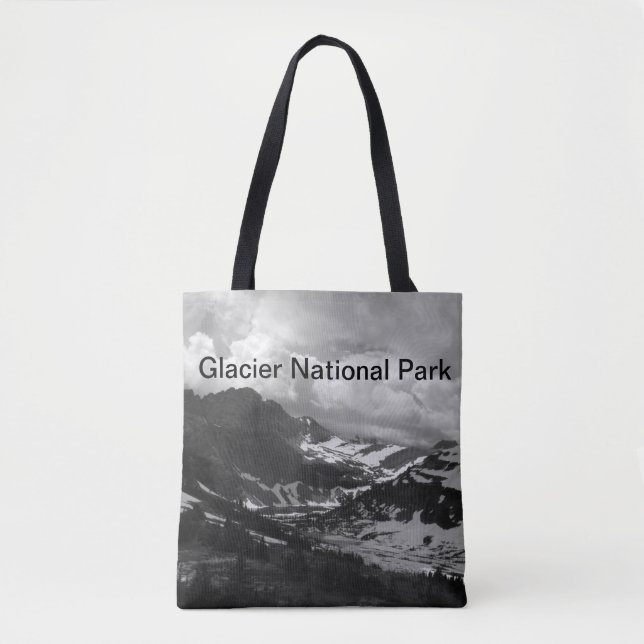 Tote Bag Hidden Lake Glacier Black and White Photo (Devant)