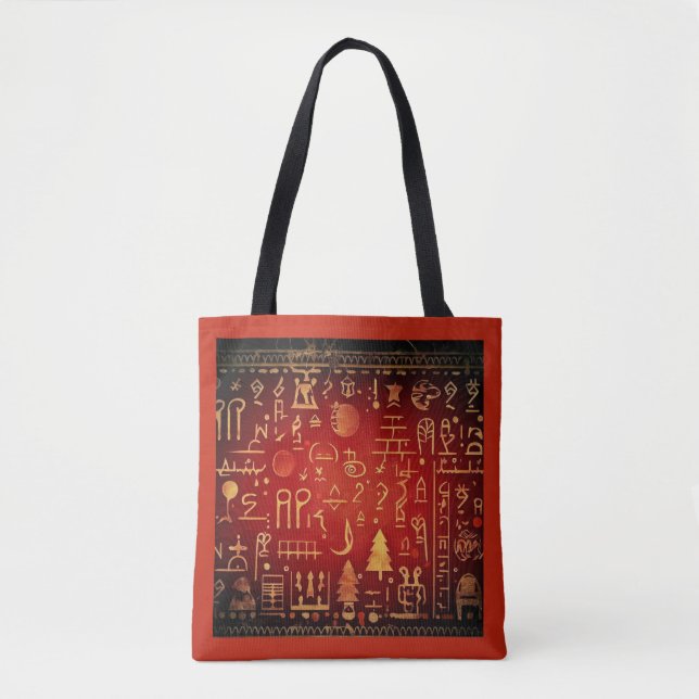 Tote Bag Hiéroglyphes égyptiens de Noël 4 (Devant)