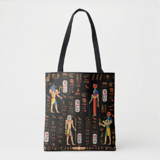 Tote Bag Hiéroglyphes et divinités de l'Égypte d'or sur le