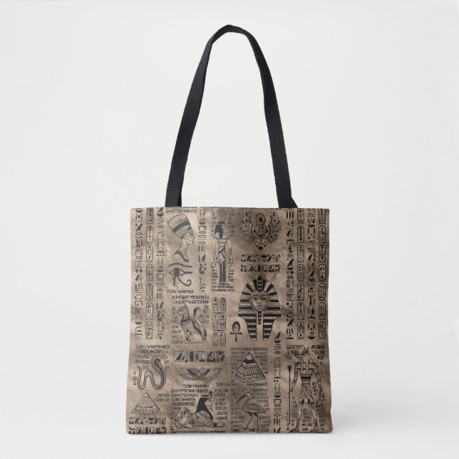 Tote Bag Hiéroglyphes et divinités égyptiens - or de luxe (Devant)
