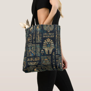 Tote Bag Hiéroglyphes et divinités égyptiens - ormeau et