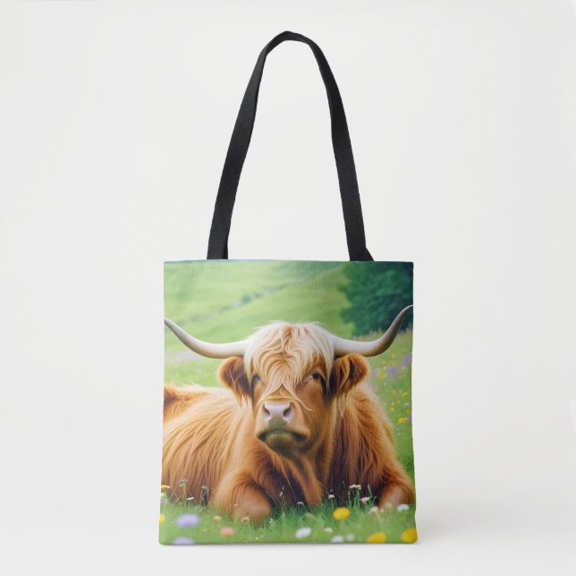 Tote Bag Highland Cow Animal Nature Animale Affection Faune (Devant)