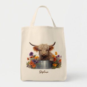 Tote Bag Highland Cow Baby Personnalisé