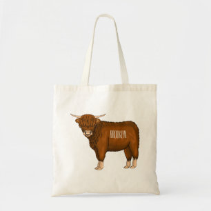 Tote Bag Highland cow cartoon illustration 