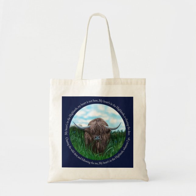 Tote Bag Highland Cow, My Heart's In The Highlands (Devant)