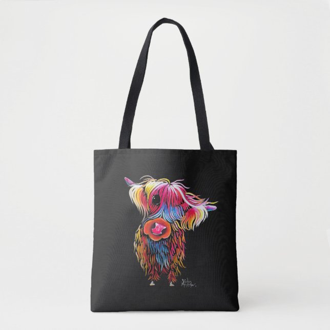 Tote Bag HiGHLaND CoW PRiNT SCoTTiSH ' BLooM ' BY SHiRLeY M (Devant)