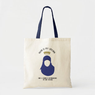Tote Bag Hijab est ma couronne - HIJAB - BLEUE - SANS