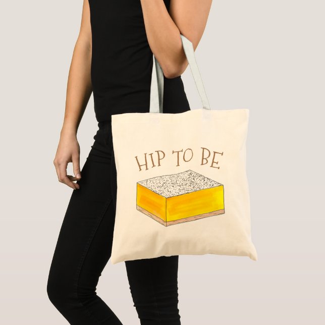 Tote Bag Hip To Be (Lemon) Carré Bar Foodie Dessert Jaune (Devant (produit))