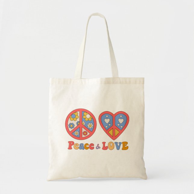 TOTE BAG HIPPIE DE PAIX ET D'AMOUR FOURRE-TOUT (Devant)