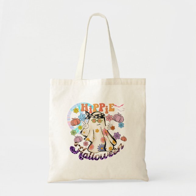 Tote Bag Hippie Halloween Ghost Retro Halloween (Devant)