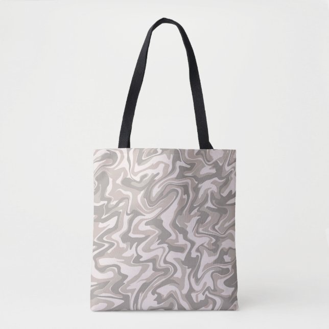 Tote Bag Hippie les années 70 Gris Marbre Liquide Swirl Boh (Devant)