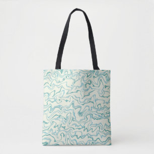 Tote Bag Hippie les années 70 Marbre Bleu Liquide Swirl Boh