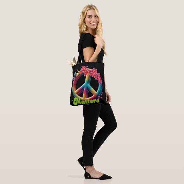 Tote Bag Hippie Love Peace Life Matters Custom  (Sur le modèle)
