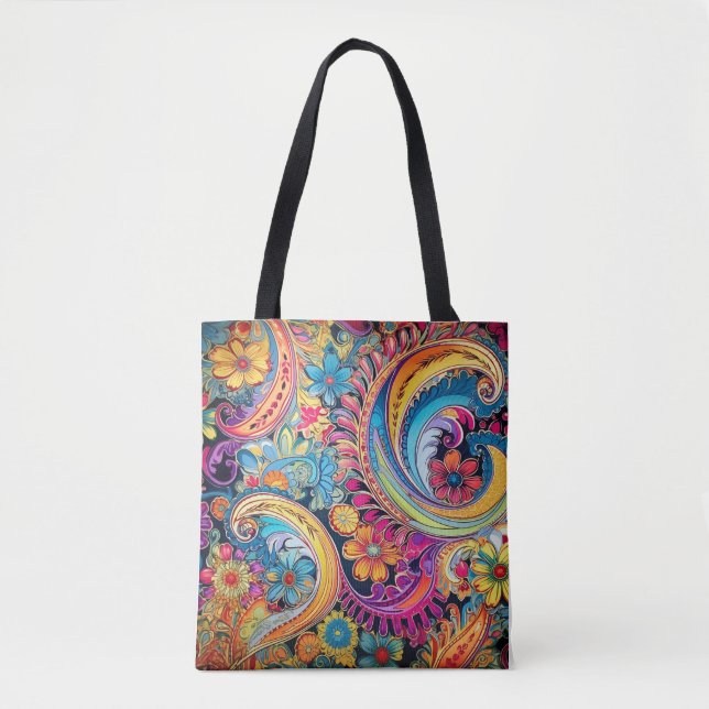 Tote Bag Hippie Paisley Neon (Devant)