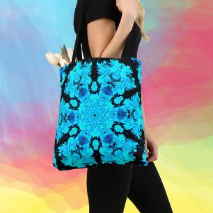 Tote Bag Hippie psychédélique bleu et noir