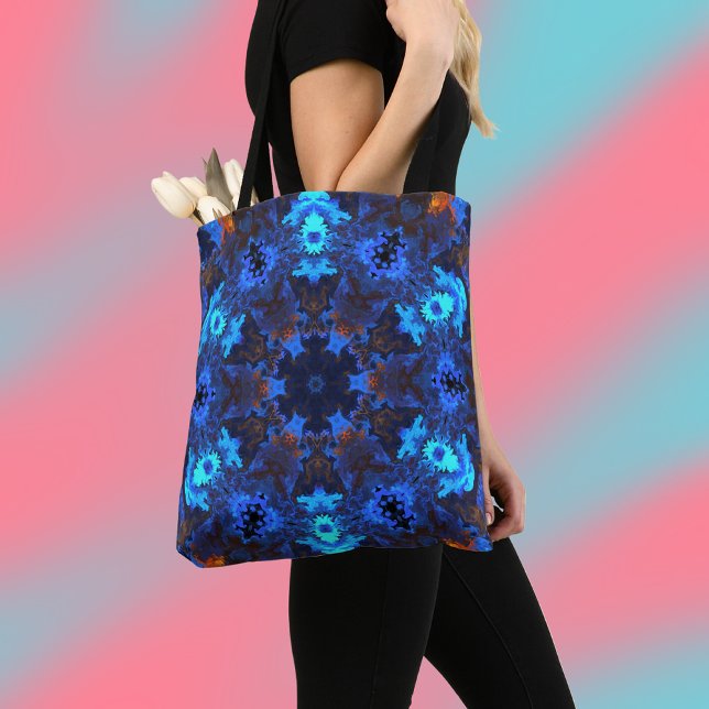 Tote Bag Hippie psychédélique bleu et orange (Créateur téléchargé)