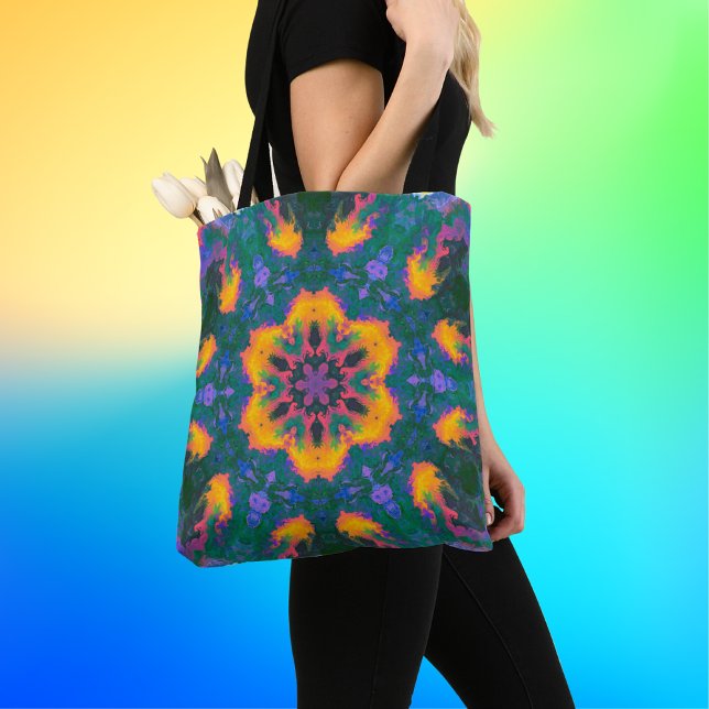Tote Bag Hippie psychédélique orange et violet (Créateur téléchargé)