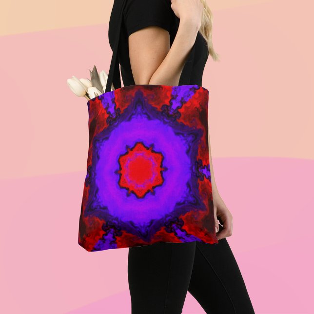 Tote Bag Hippie psychédélique violet et rouge (Créateur téléchargé)