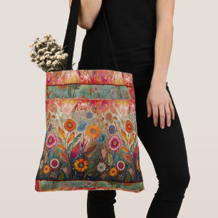 Tote Bag Hippie rétro : Jardin d'art populaire Fourre-tout