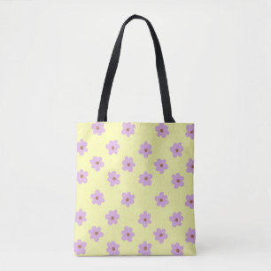 Tote Bag Hippie Retro Purple Jaune Fleur Y2K Motif
